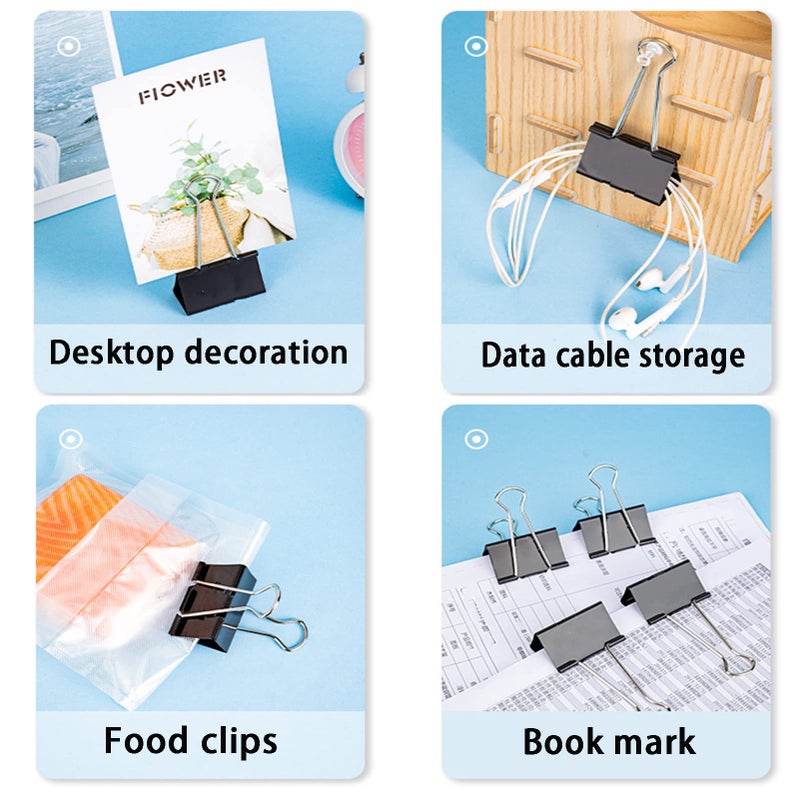 KAKAMINA Medium Binder Clips 1.6 Inch (60 Pack)  Large Binder Clips Medium Paper Clamps for Office and Home Supplies  Black - Image 4